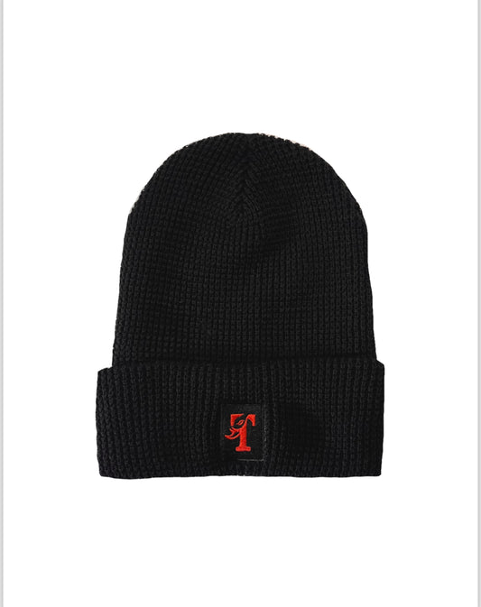 TUSK BOX LOGO- WAFFLE BEANIE BLACK