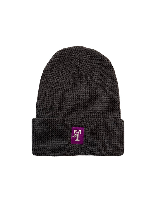 TUSK BOX LOGO- WAFFLE BEANIE DARK GREY